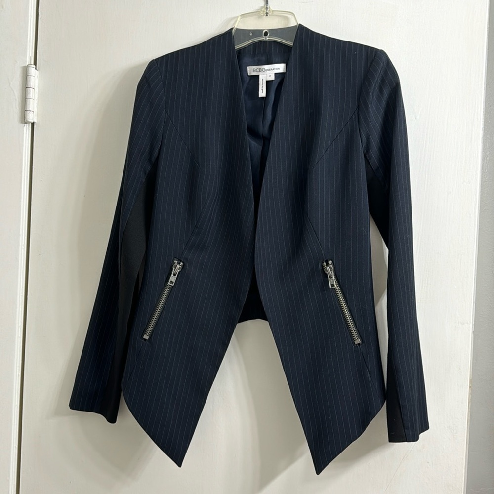 Navy pinstripe blazer